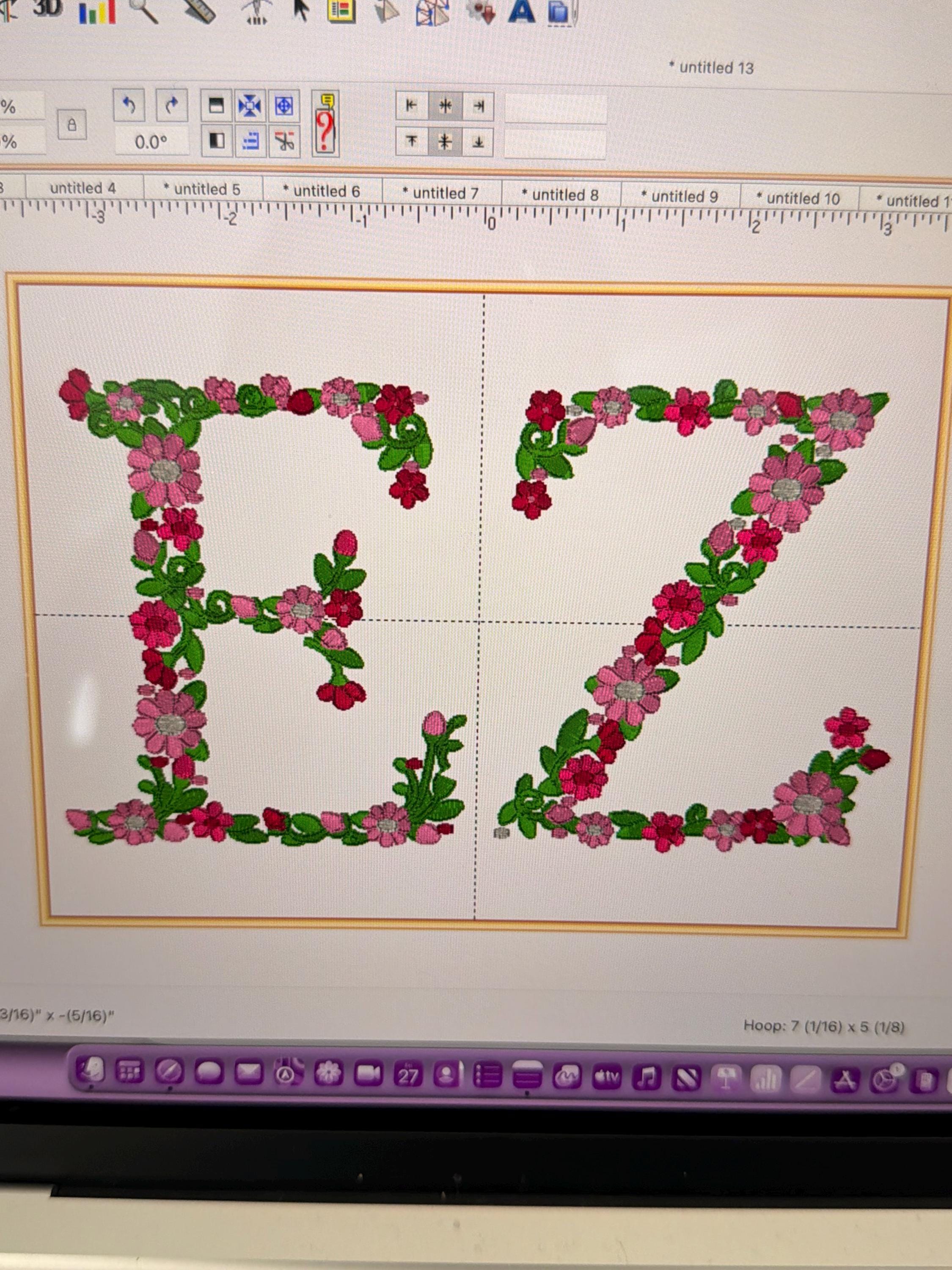 Personalized Floral Embroidered Waffle Knit Bag | Custom Monogram Pouch