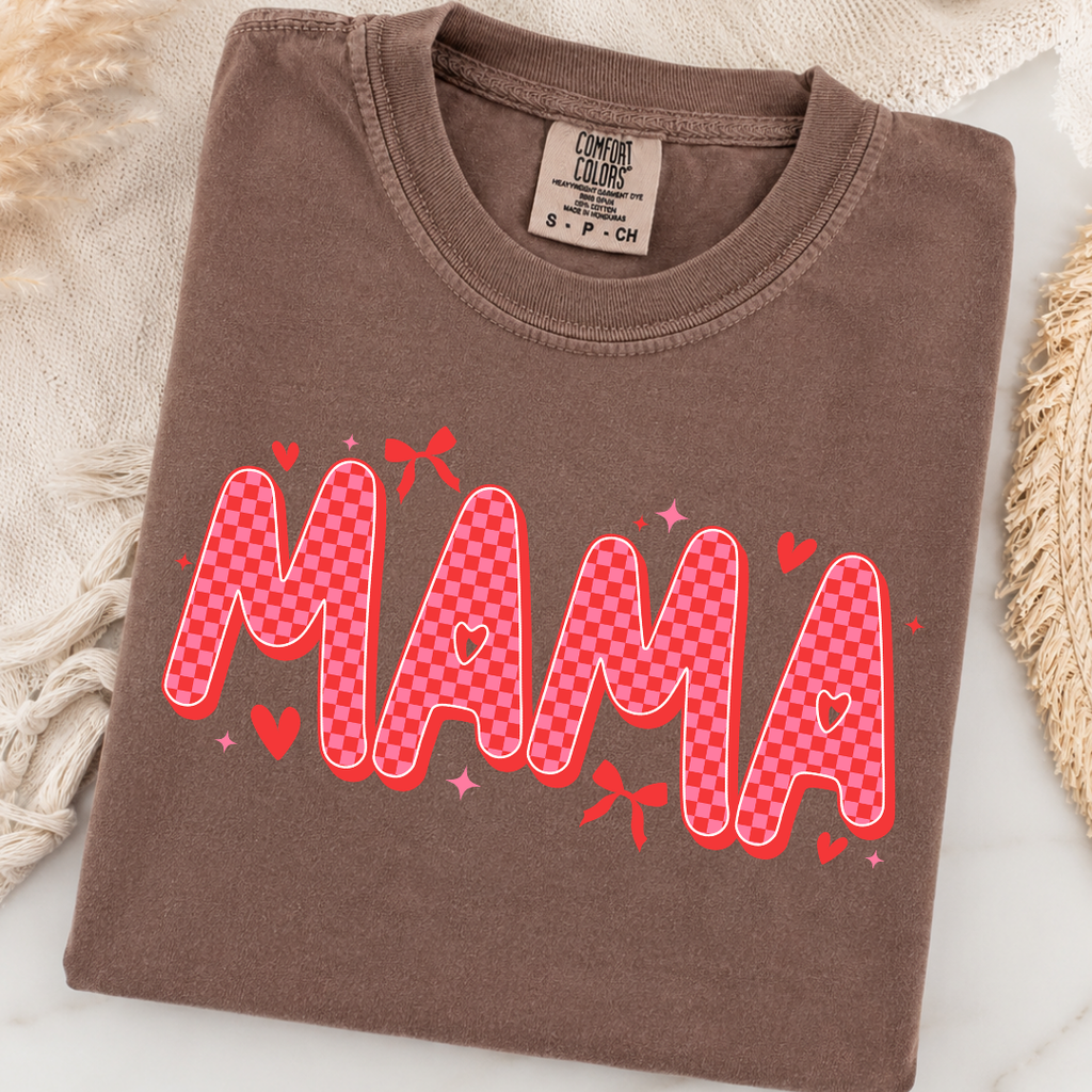 Pink Checker Mama Graphic Tee