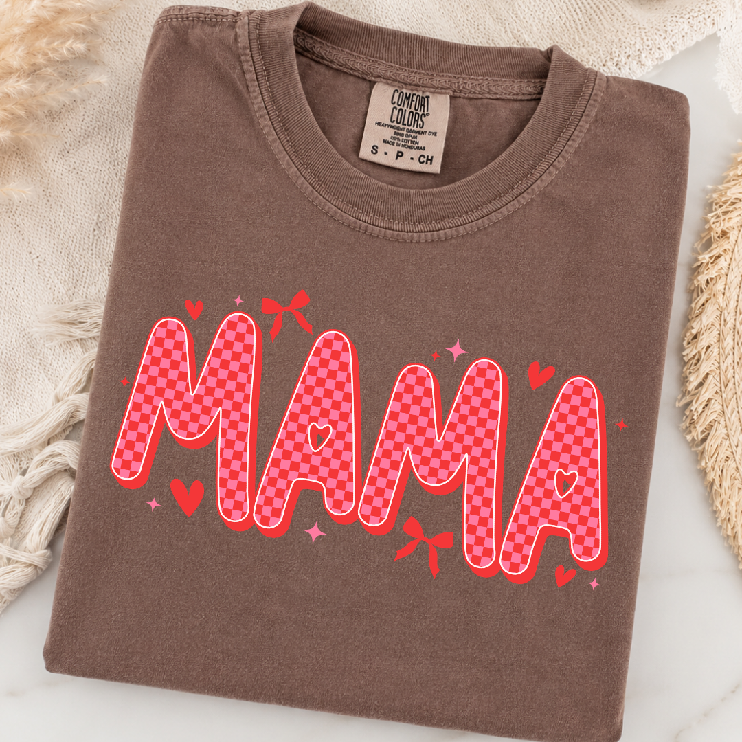 Pink Checker Mama Graphic Tee