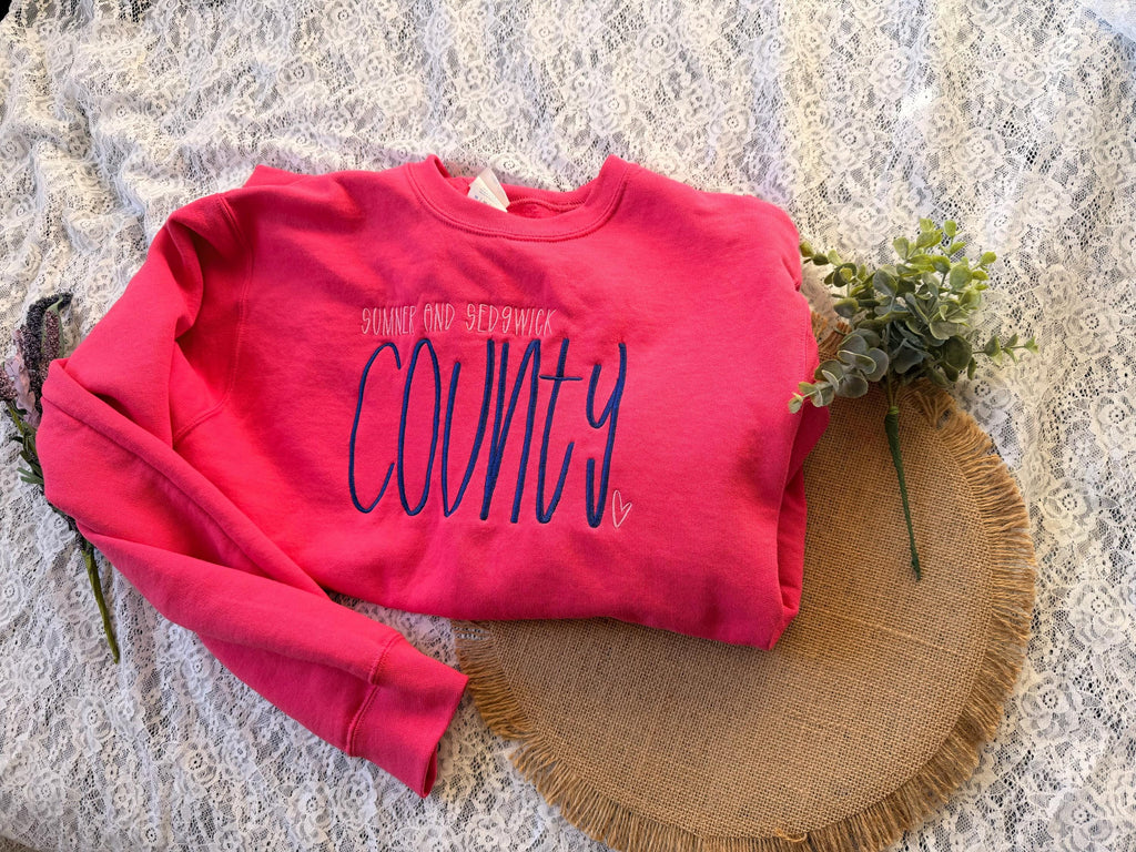 Your County Embroidery Sweatshirt | Personalized County Pullover | Embroidered | Cozy State Pride Gift