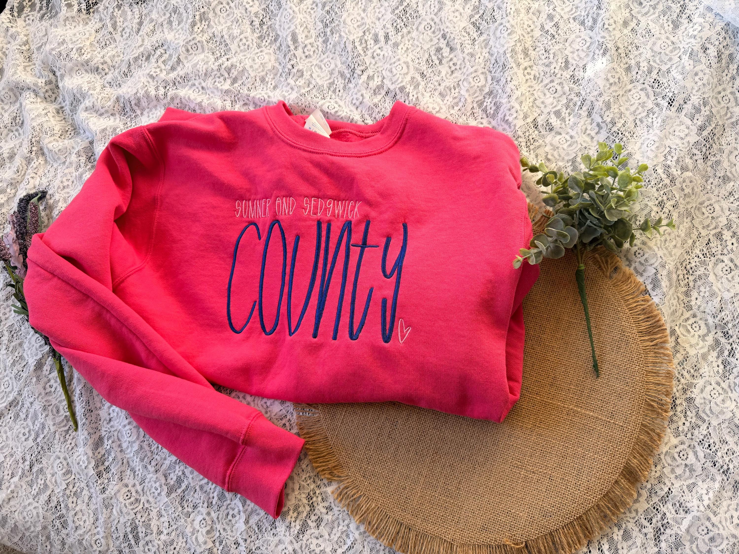 Your County Embroidery Sweatshirt | Personalized County Pullover | Embroidered | Cozy State Pride Gift