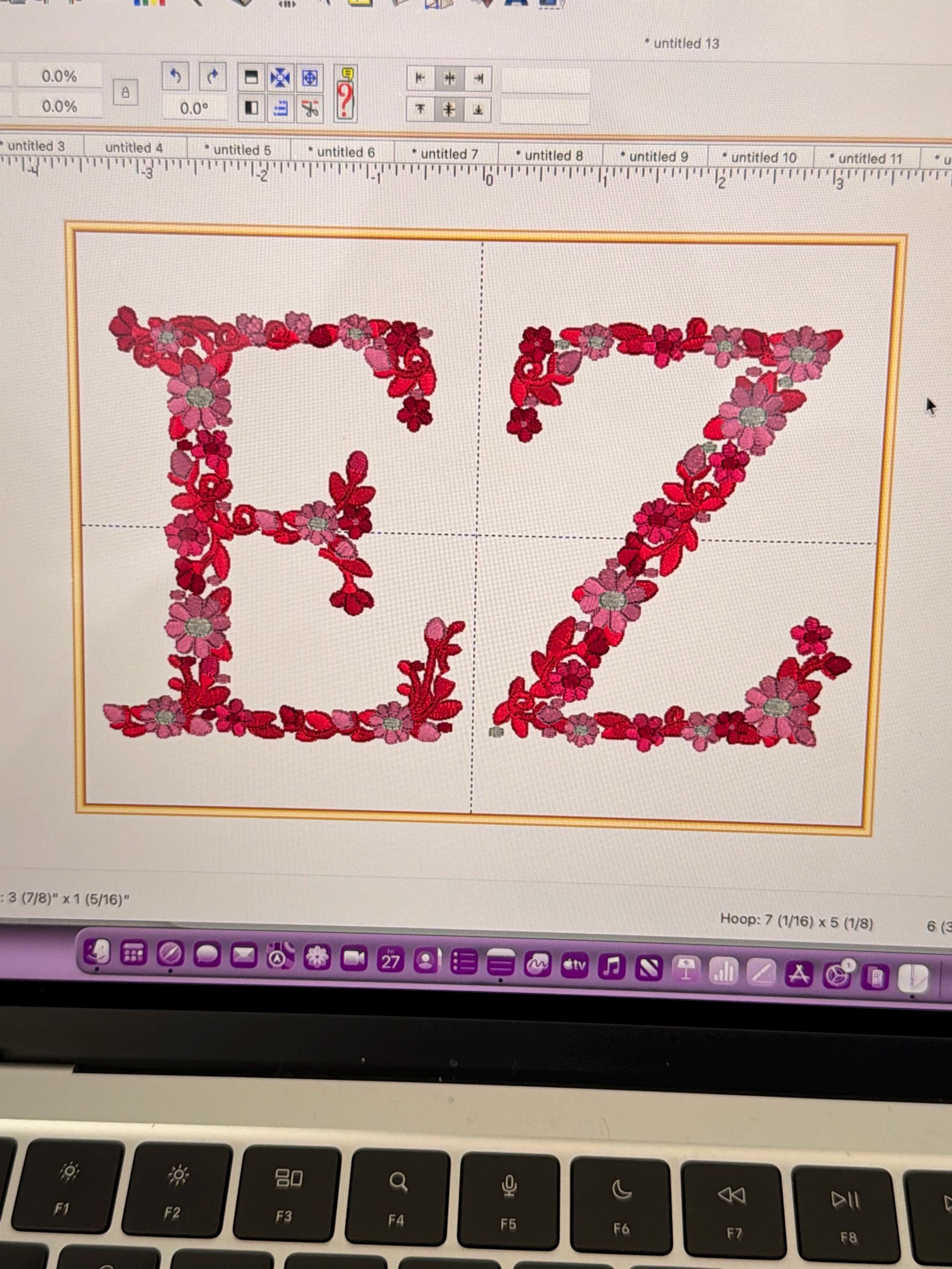 Personalized Floral Embroidered Waffle Knit Bag | Custom Monogram Pouch