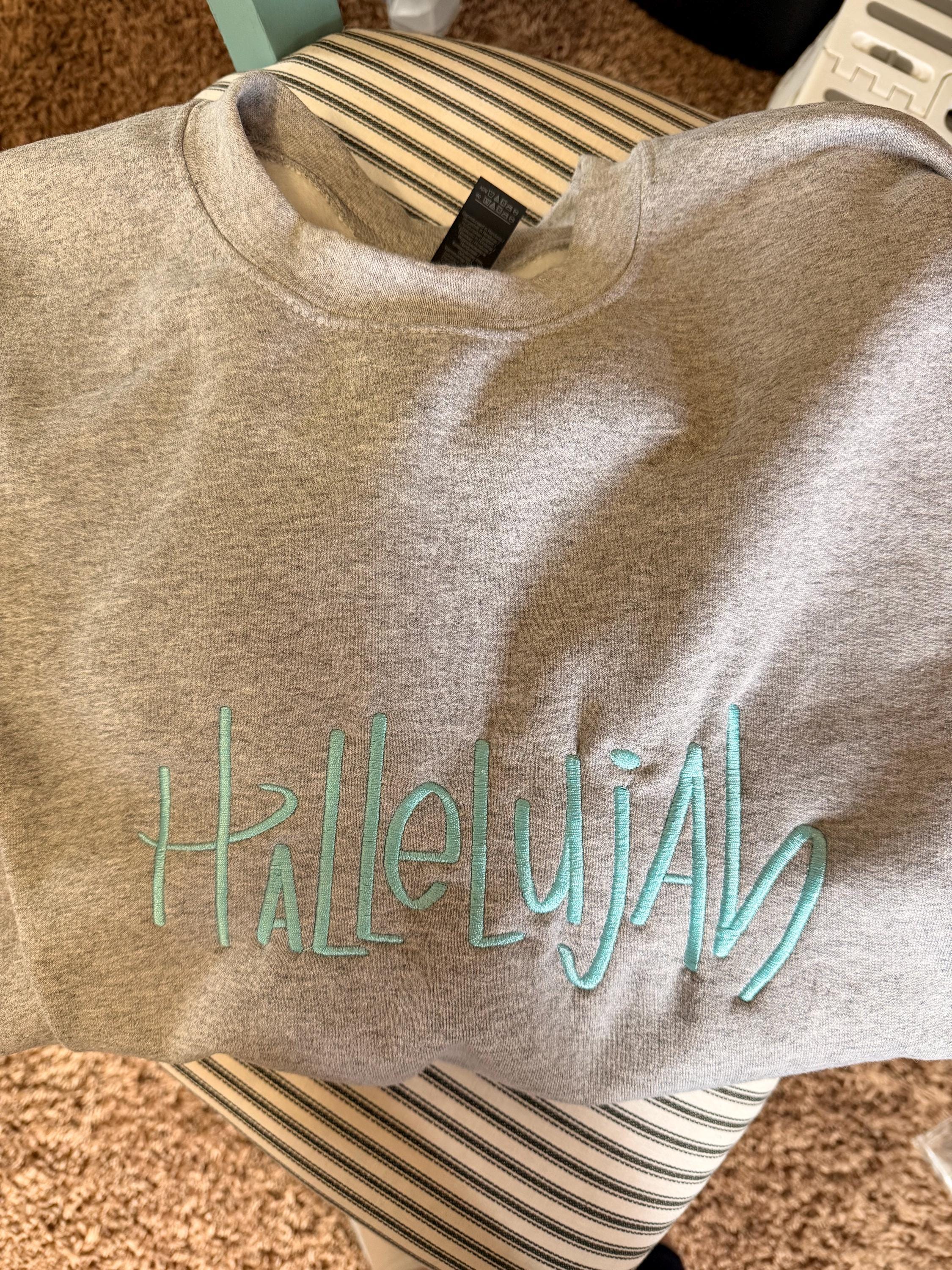 Hallelujah Embroidered Sweatshirt | Minimalist Left Chest Pullover | Inspirational Christian Shirt | Cozy Gift for Her