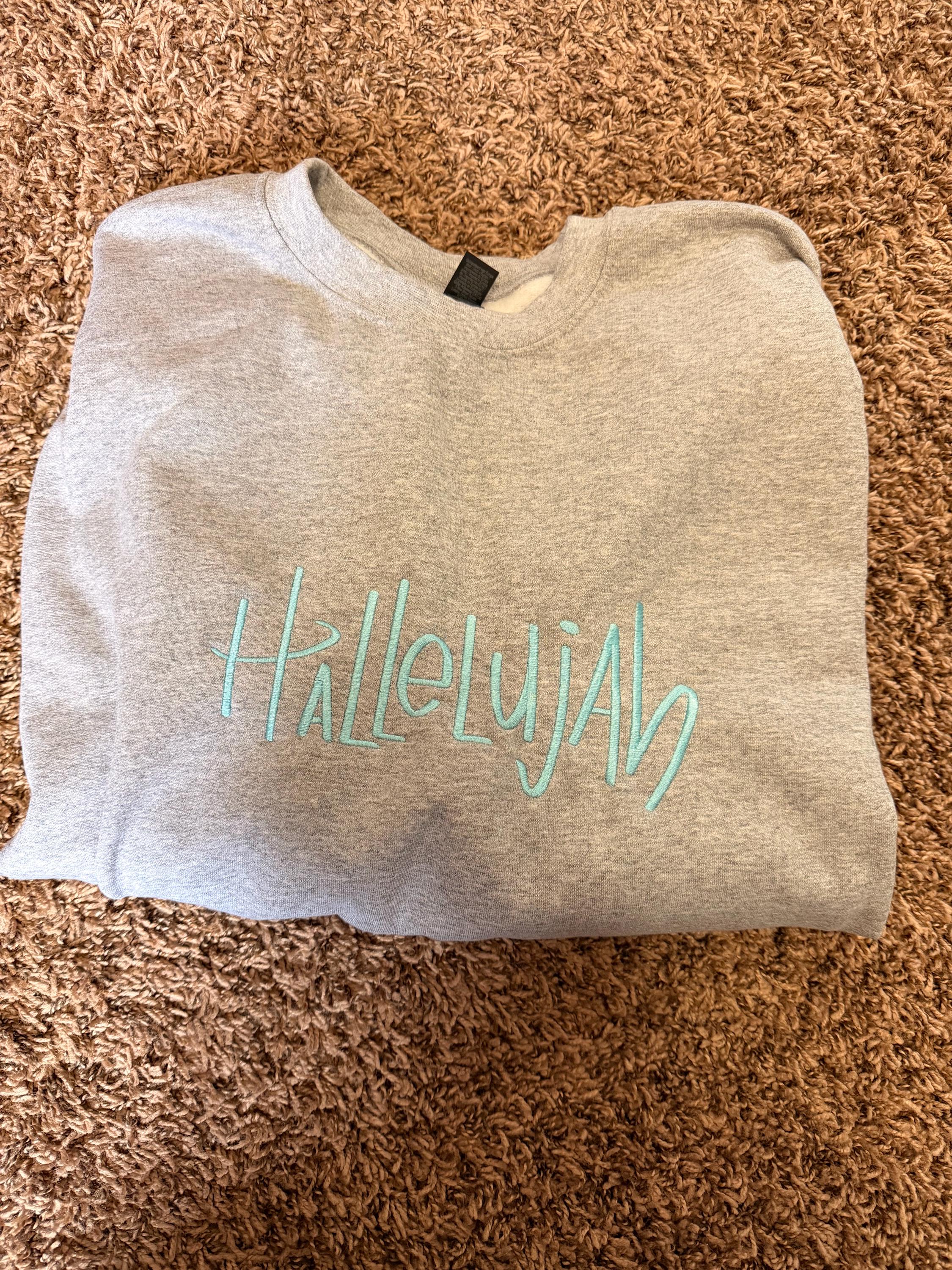 Hallelujah Embroidered Sweatshirt | Minimalist Left Chest Pullover | Inspirational Christian Shirt | Cozy Gift for Her