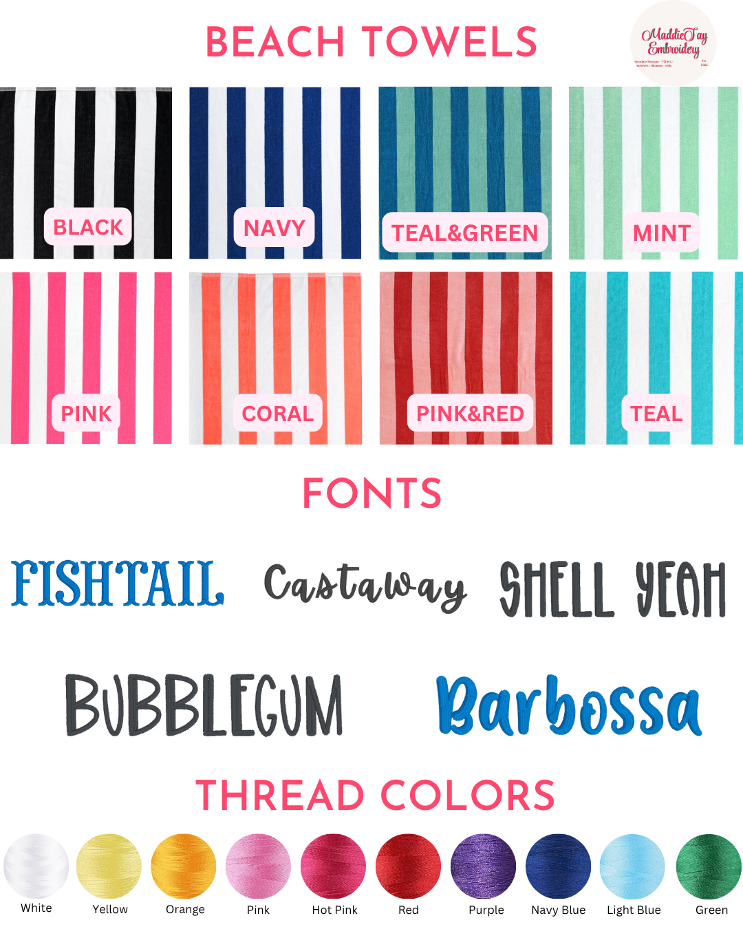 Personalized Embroidered Beach Towel – Pre-Order