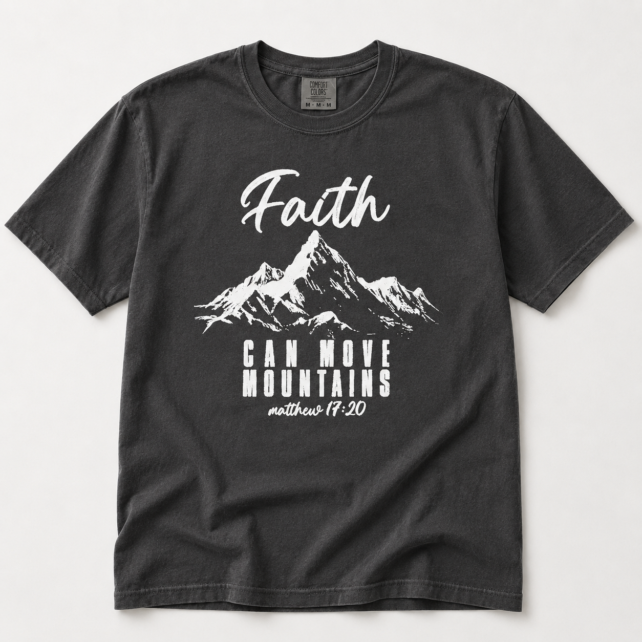Faith Can Move Mountains Graphic Tee - White