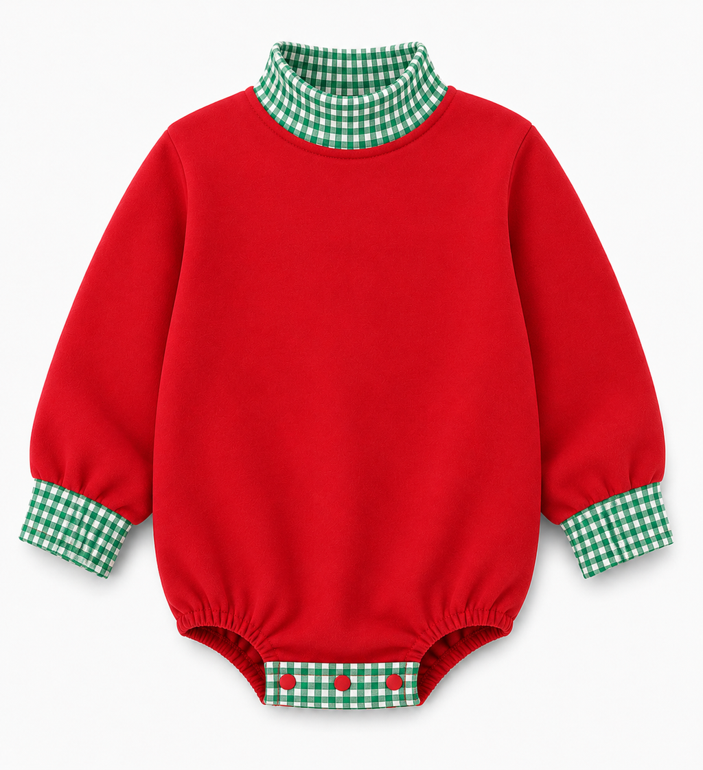 Holiday Gingham Mockneck Bubble Preorder