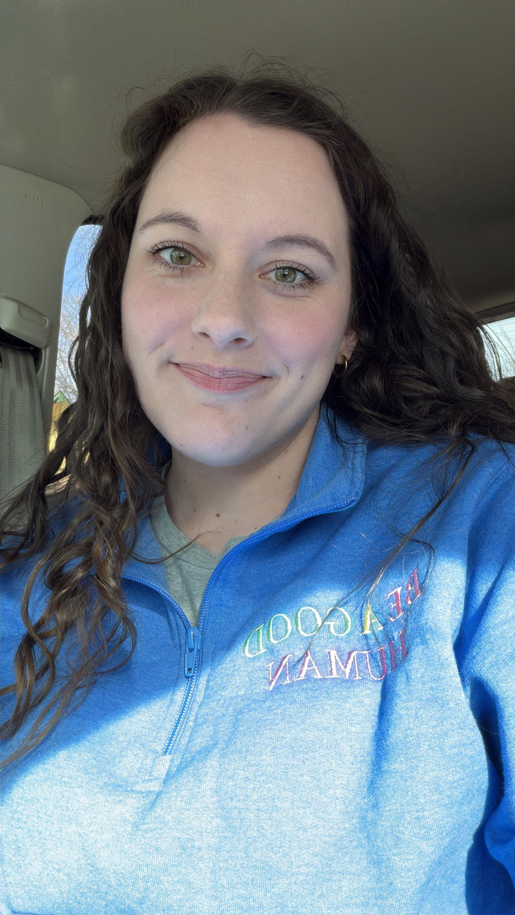Be a Good Human Half Zip Sweatshirt | Embroidered | Minimalist Left Chest Pullover