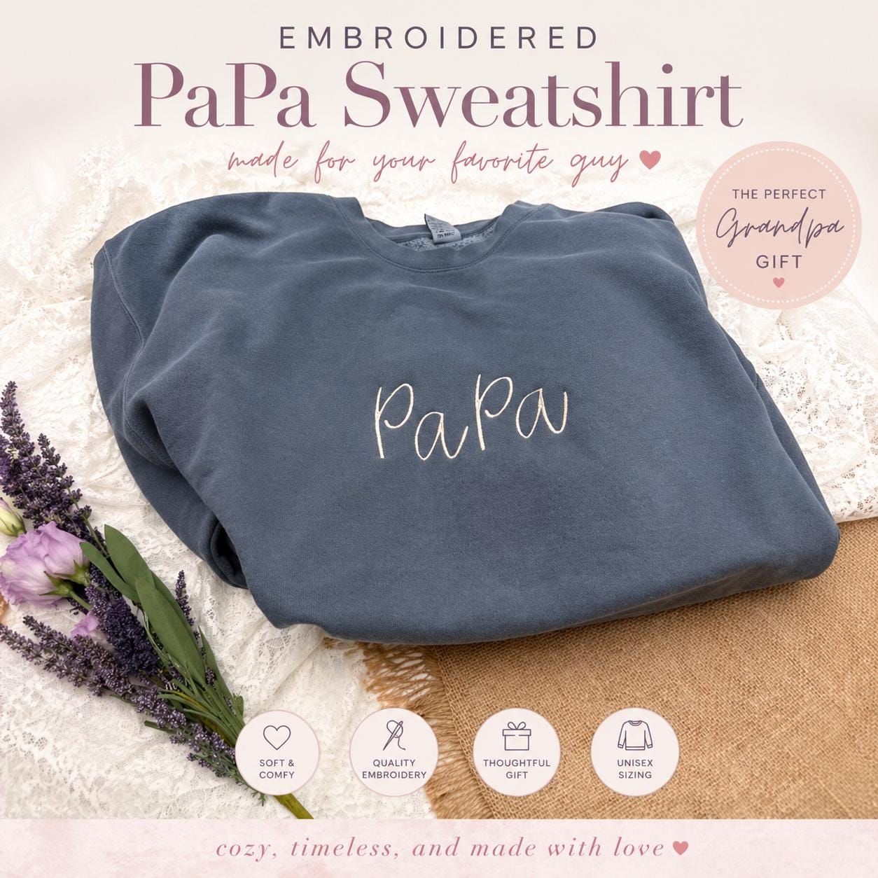 Embroidered Papa Sweatshirt