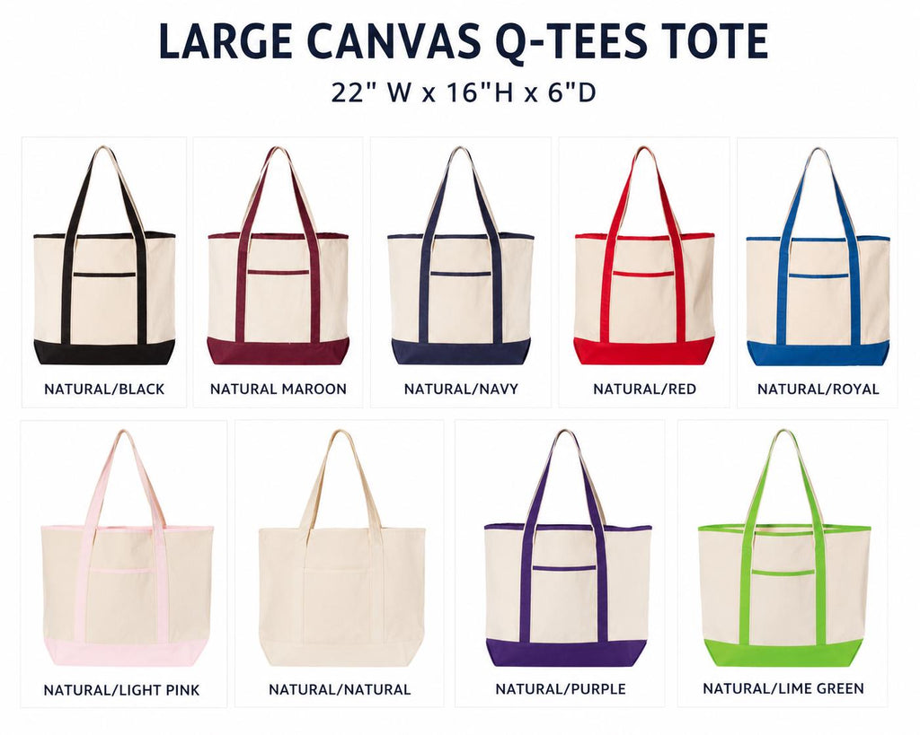 Custom Monogrammed Canvas Tote Bag - Personalized Embroidered Beach Bag