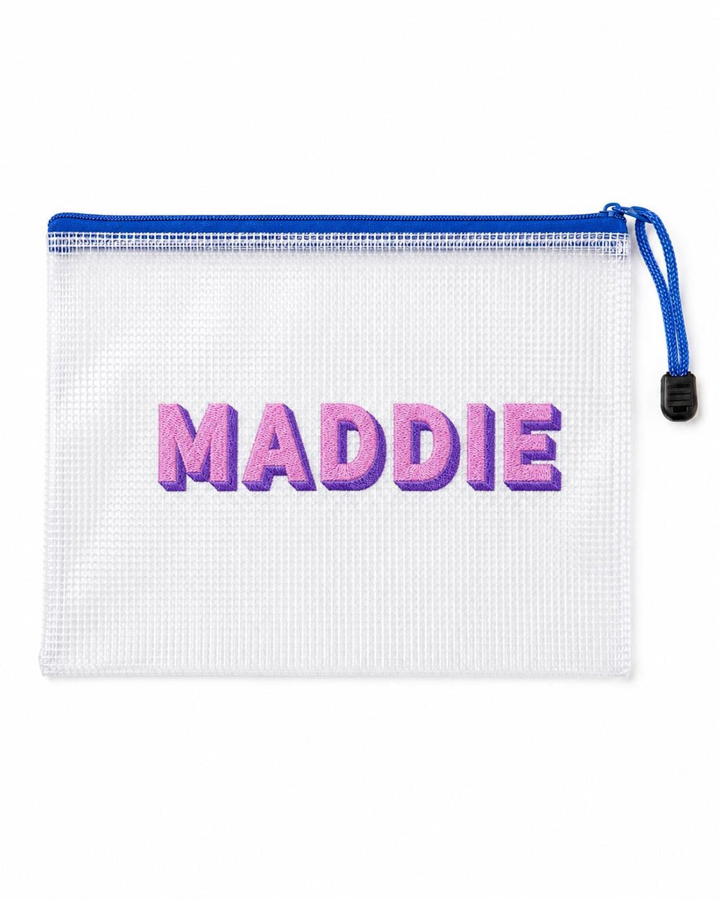 Custom Embroidered Mesh Zipper Pouch, Personalized Kids Snack Bag, Clear School Supply Bag, Beach Pool Bag, Crayon Pouch, Toy Organizer