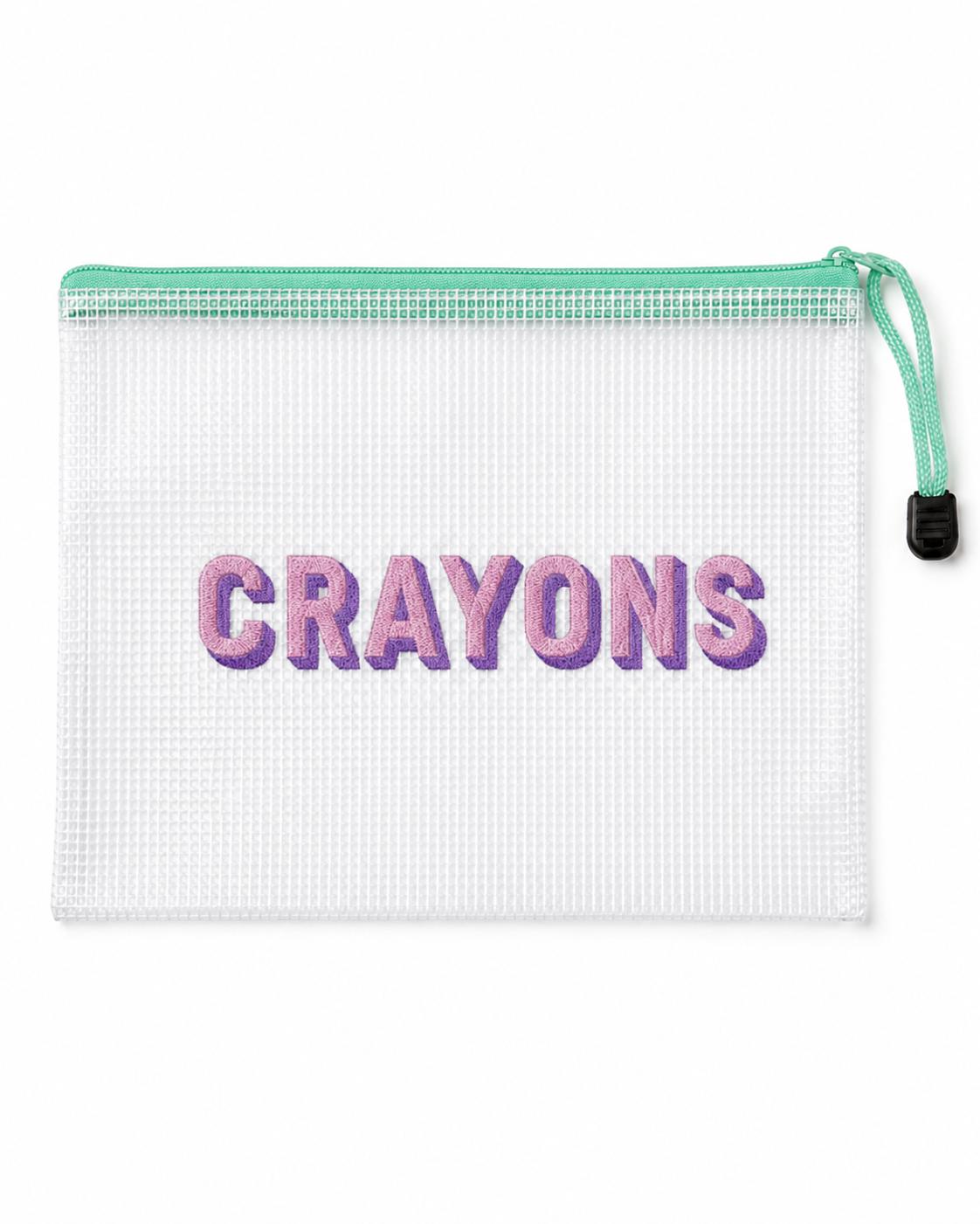 Custom Embroidered Mesh Zipper Pouch, Personalized Kids Snack Bag, Clear School Supply Bag, Beach Pool Bag, Crayon Pouch, Toy Organizer