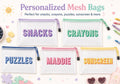 Custom Embroidered Mesh Zipper Pouch, Personalized Kids Snack Bag, Clear School Supply Bag, Beach Pool Bag, Crayon Pouch, Toy Organizer
