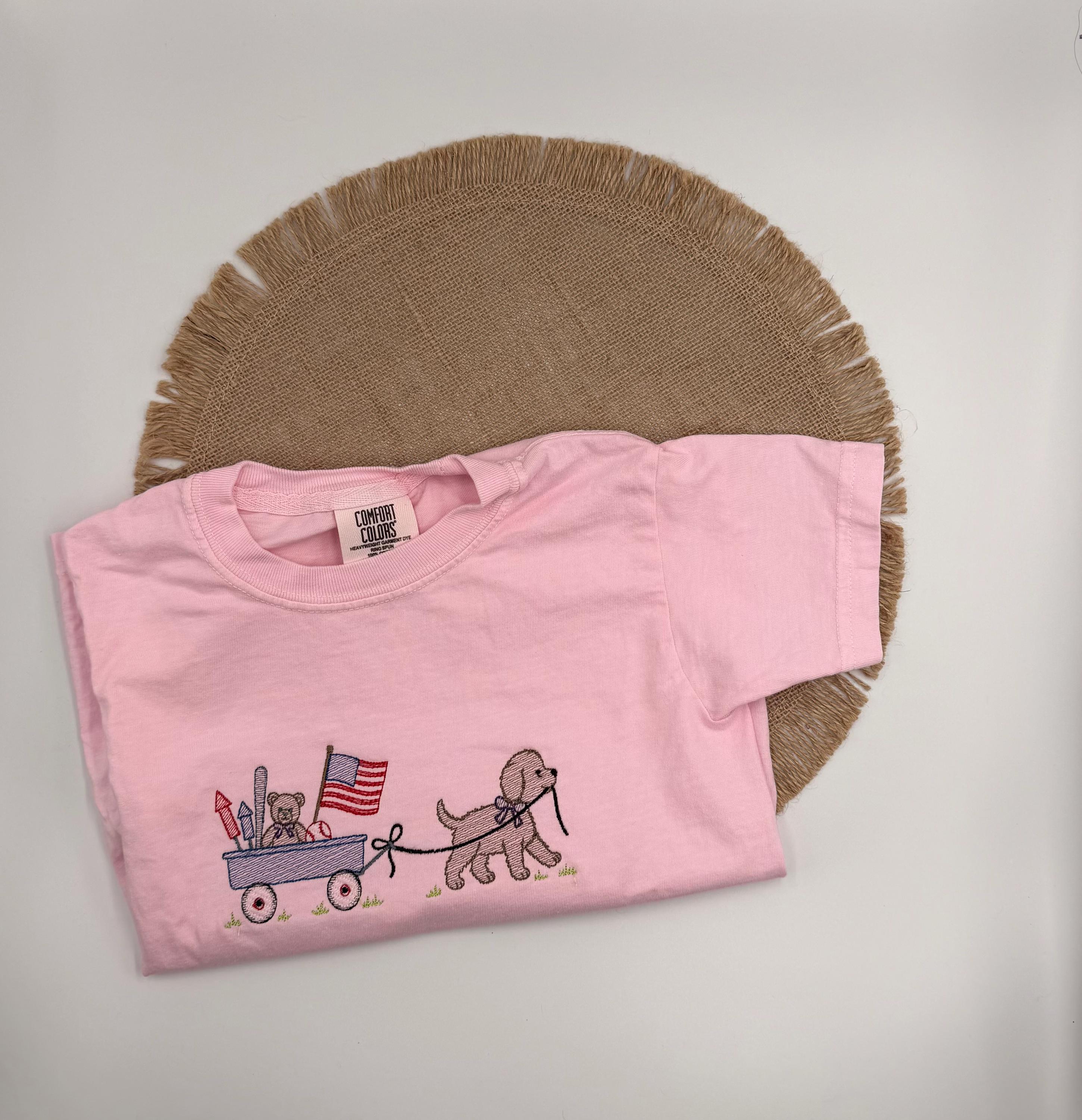 Embroidered Kids 4th of July Shirt | Custom Shirt | Youth Comfort Color
