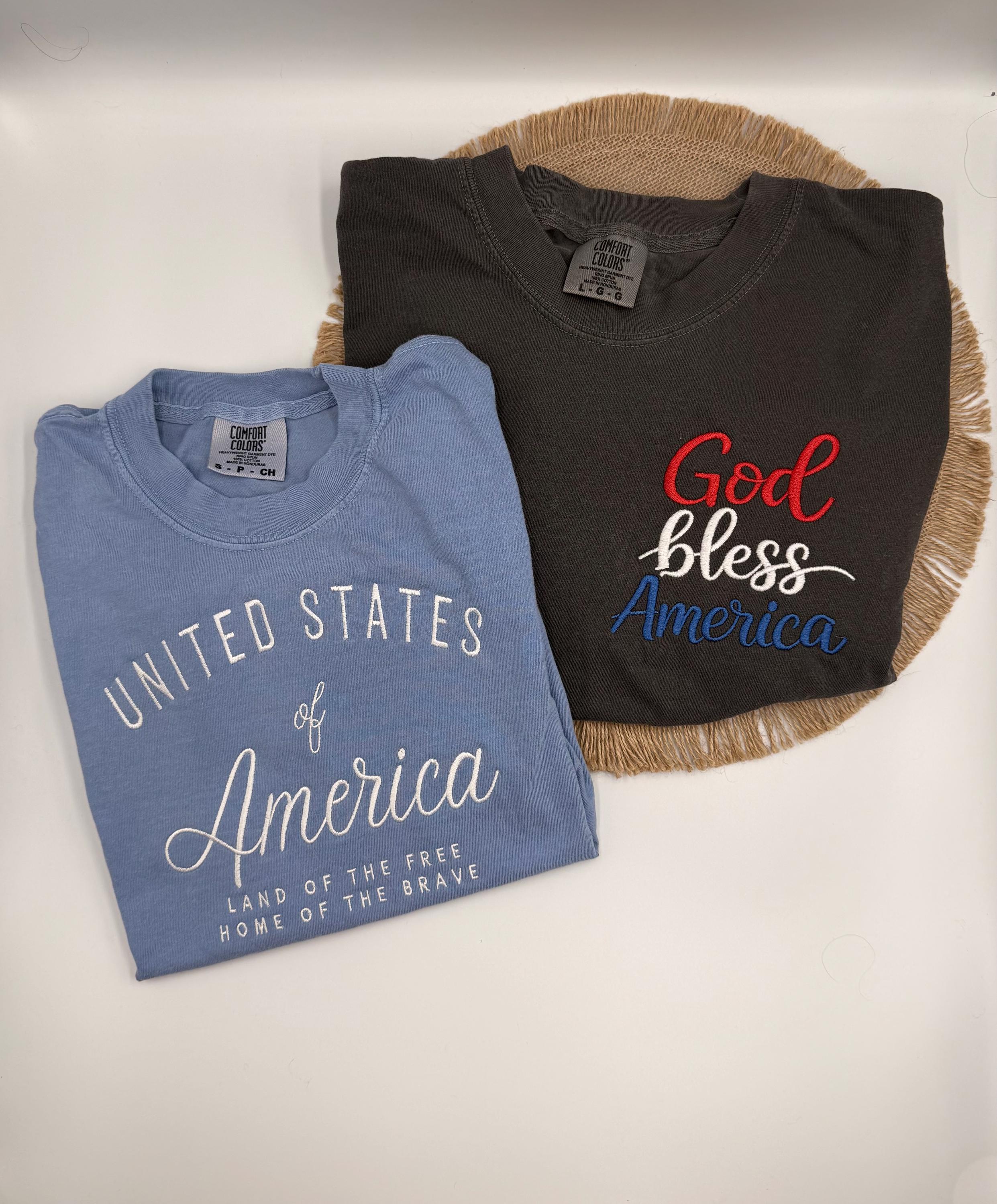 Embroidered Comfort Colors Shirts, American Pride, July 4th Outfit