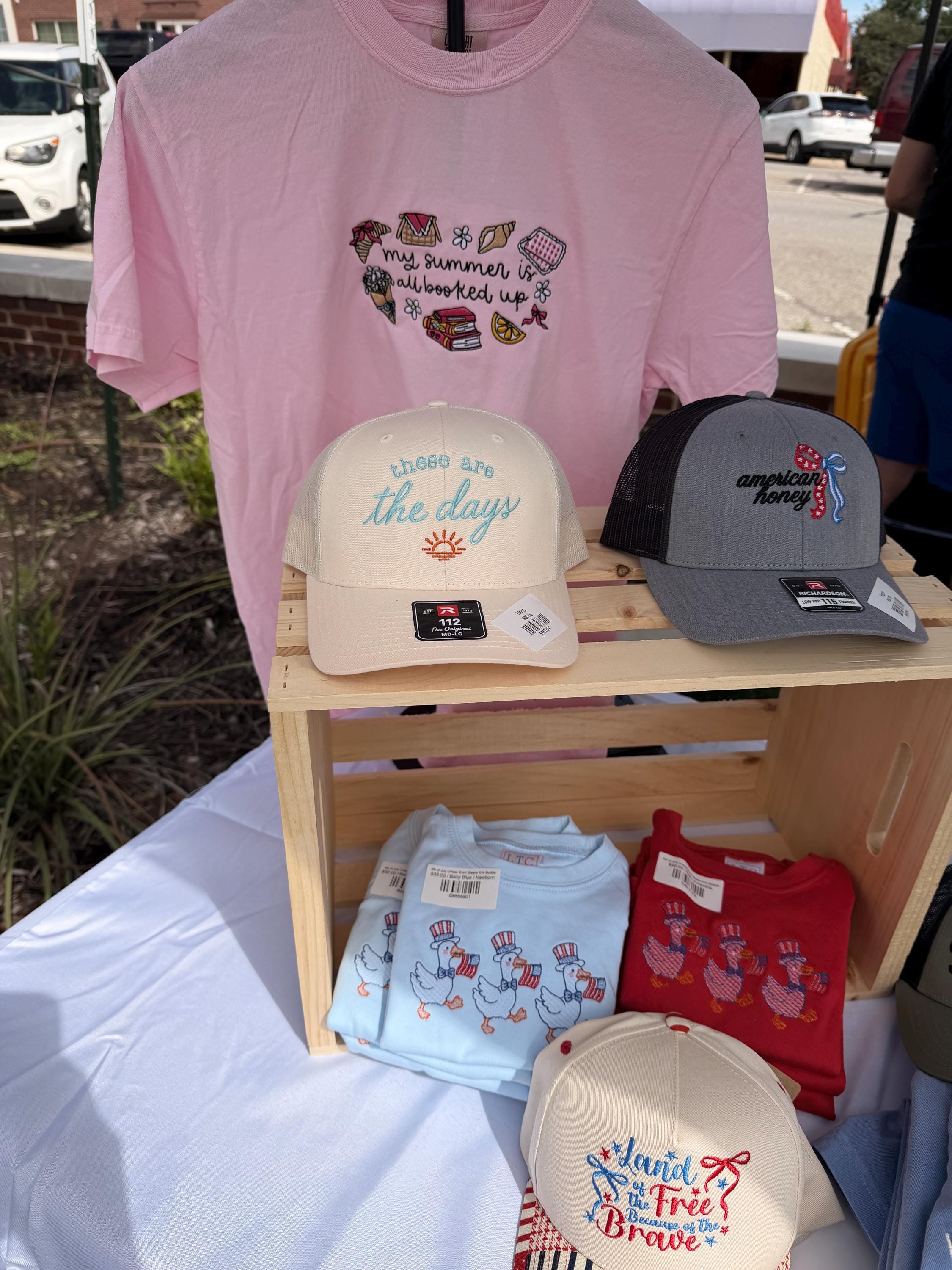 Embroidered These Are The Days Trucker Hat, Sunset Cap, Cream Tan Richardson 112