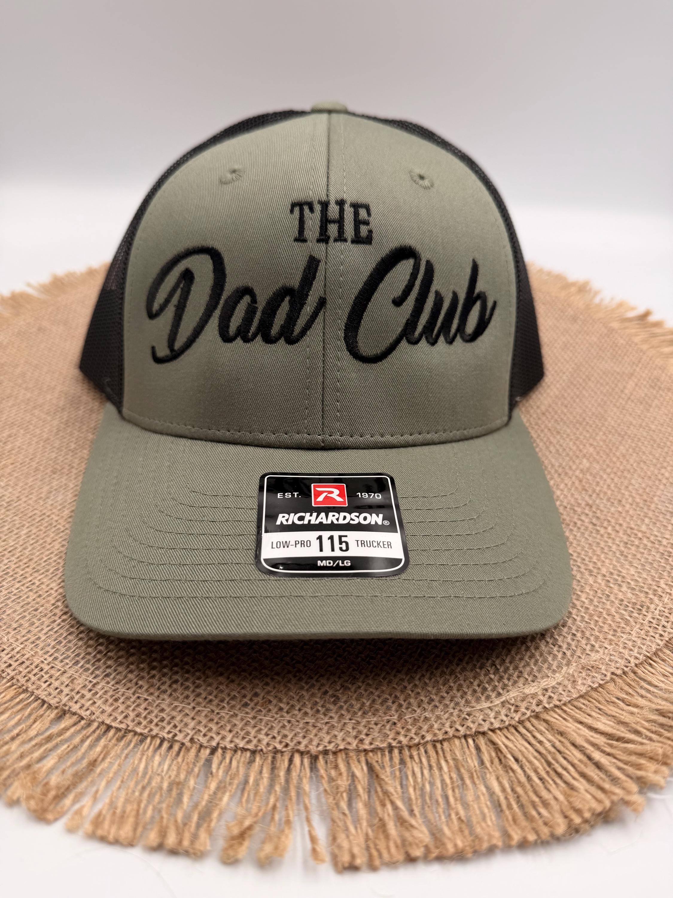 The Dad Club Embroidered Trucker Hat, Olive Green Richardson 115 Dad Cap