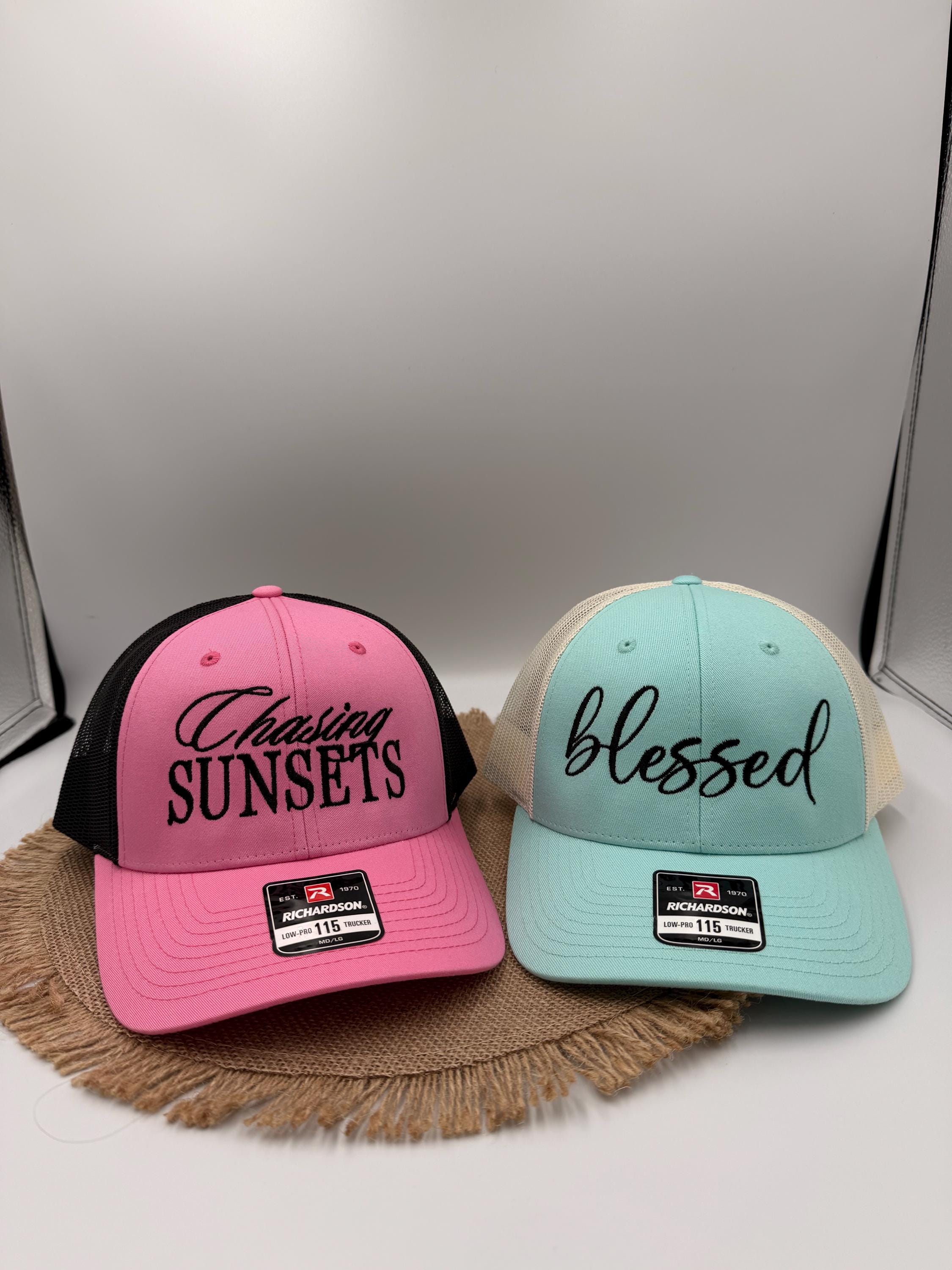Embroidered Blessed Trucker Hat, Custom Hat, Personalized Hat