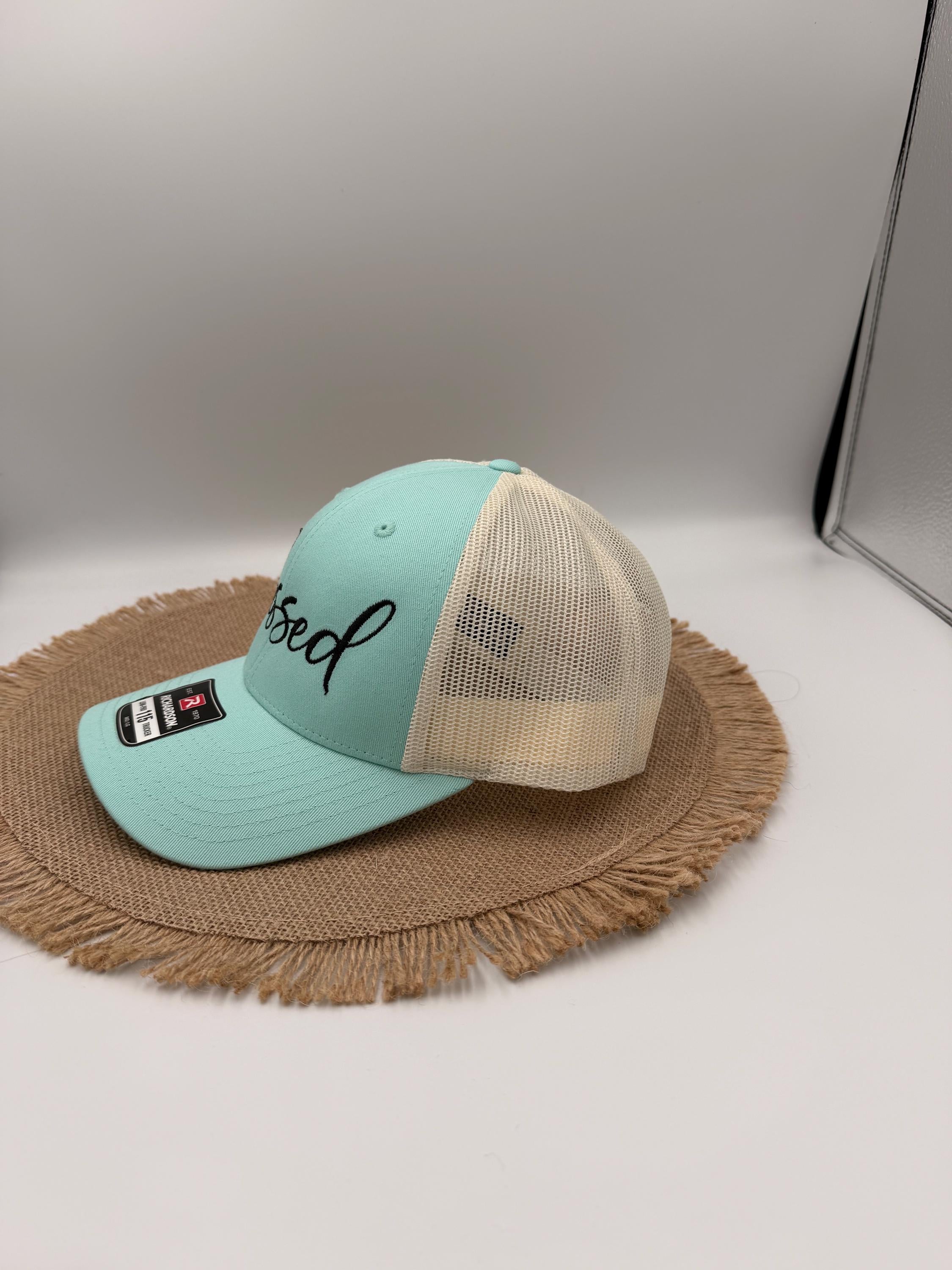 Embroidered Blessed Trucker Hat, Custom Hat, Personalized Hat