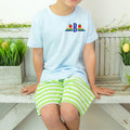Boys Embroidered Book Stack Shirt, Personalized Initial Apple Tee, Cotton Back to School