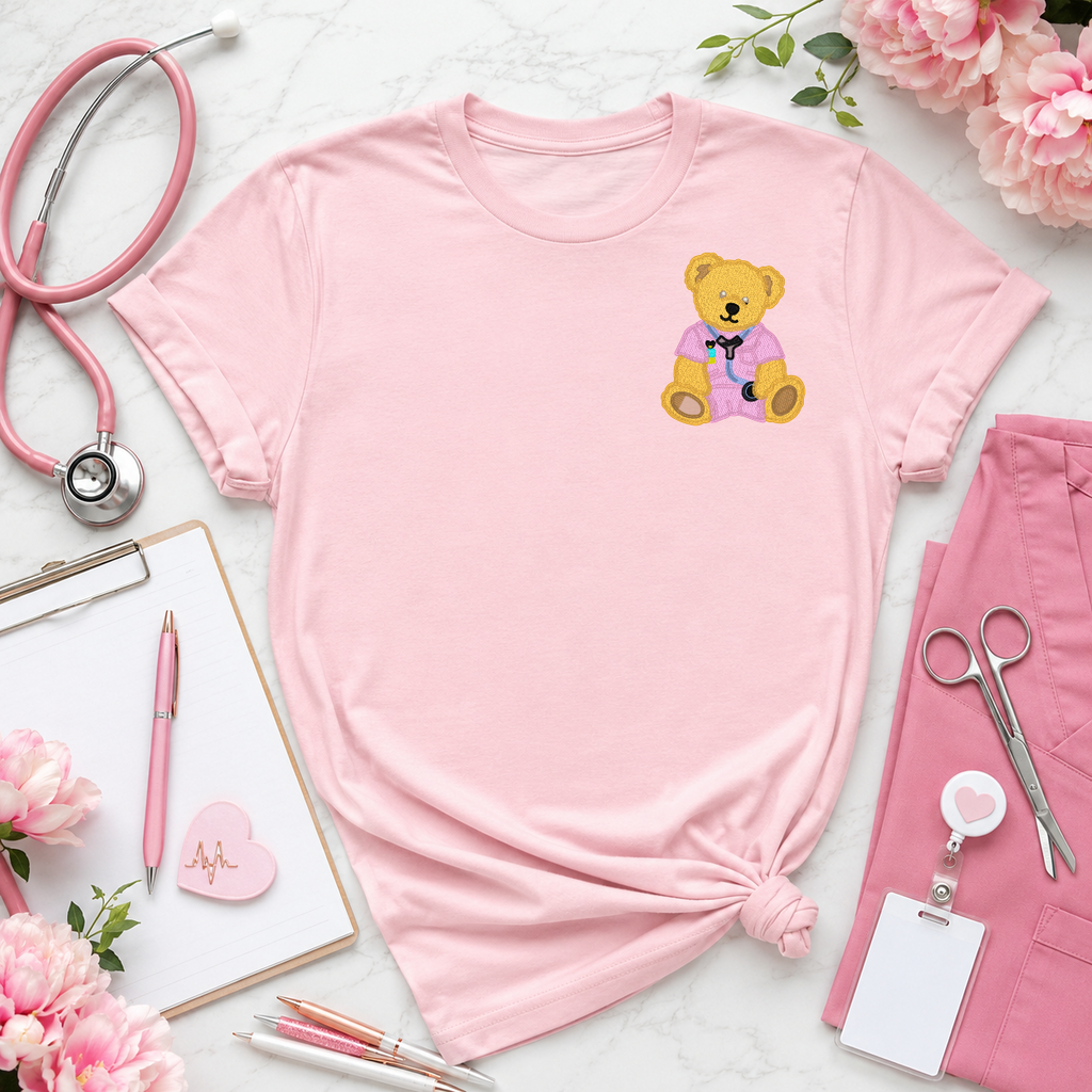 Nurse Bear Embroidered Tee or Sweatshirt