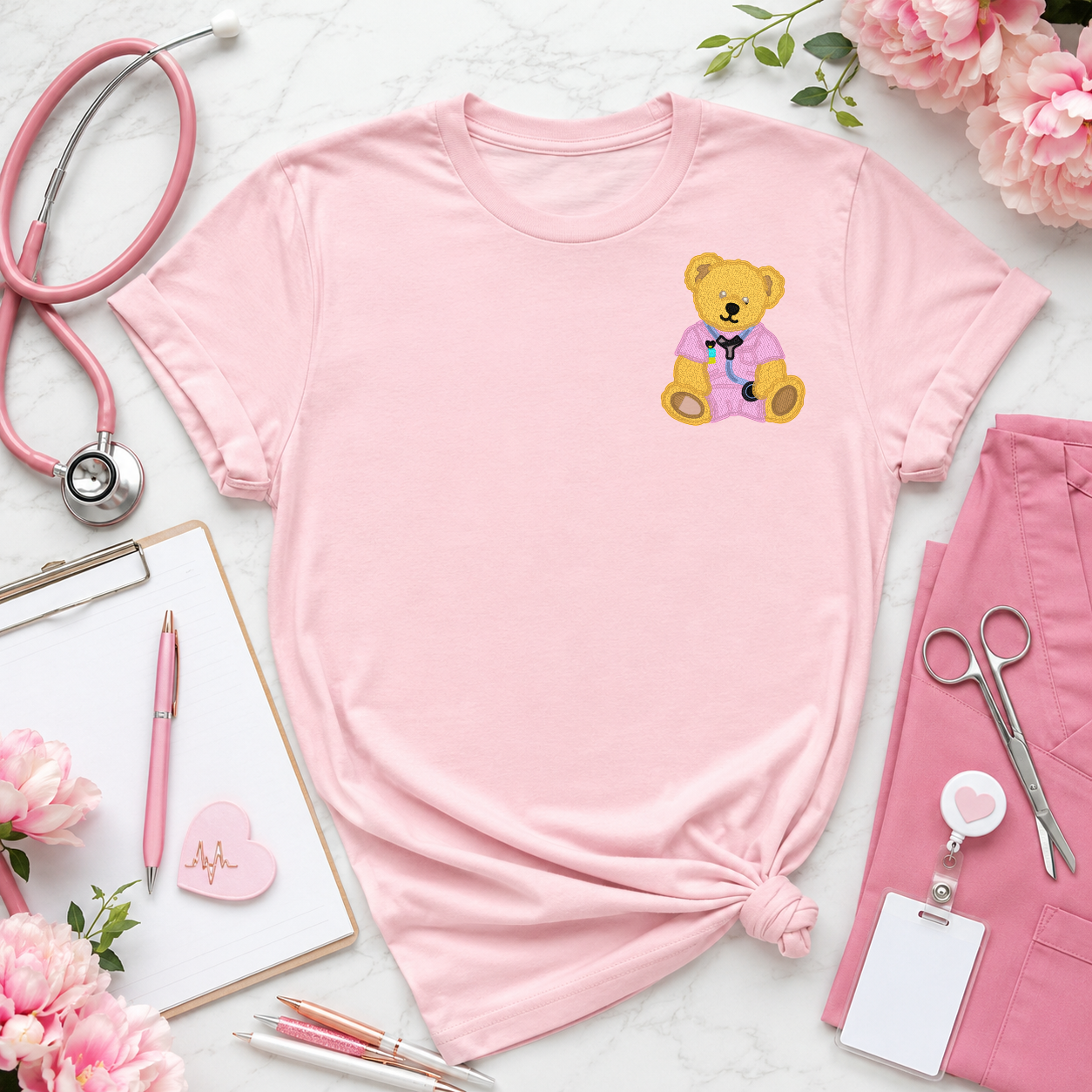Nurse Bear Embroidered Tee or Sweatshirt