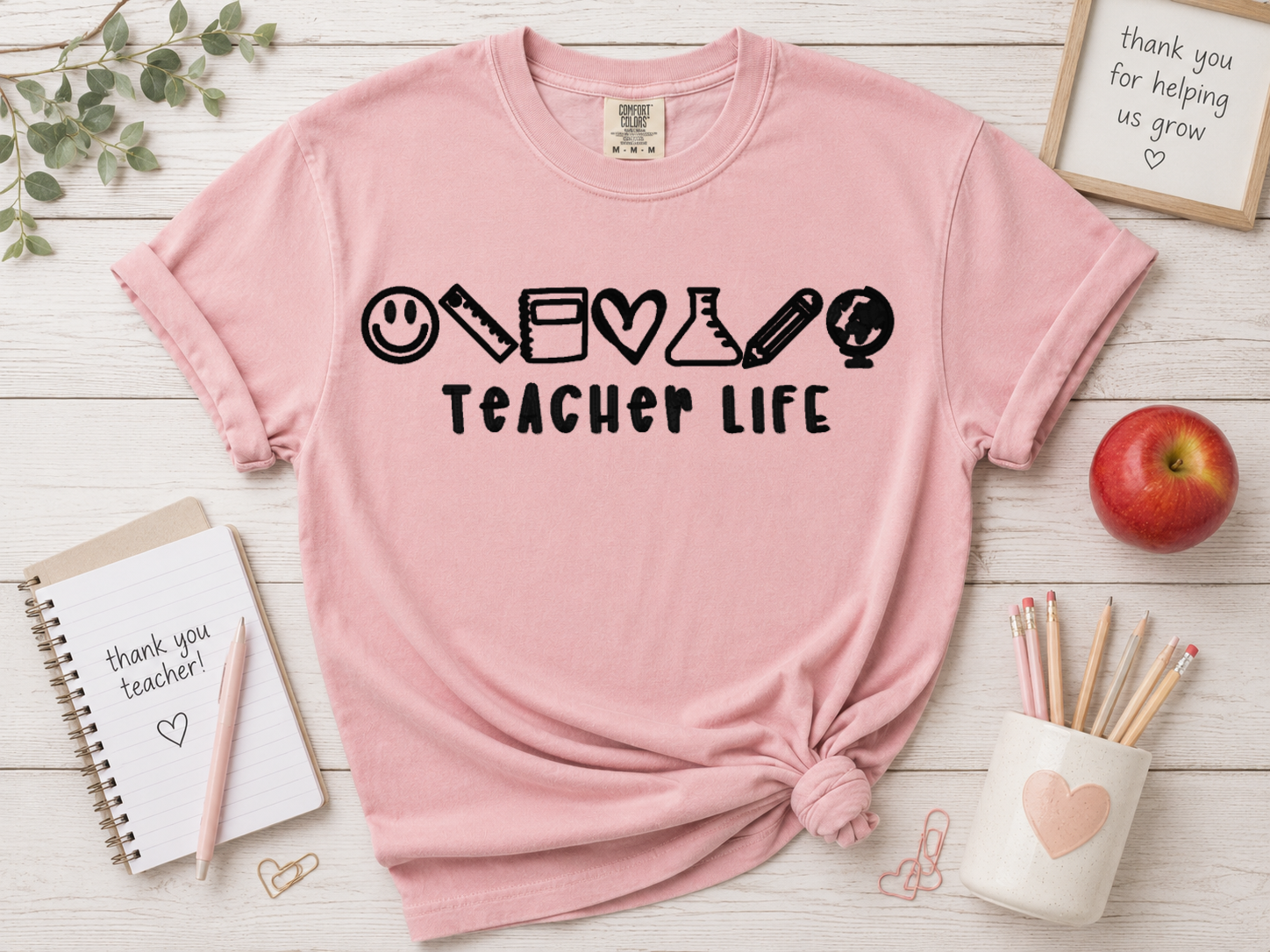 Teacher Life Embroidered Tee or Sweatshirt
